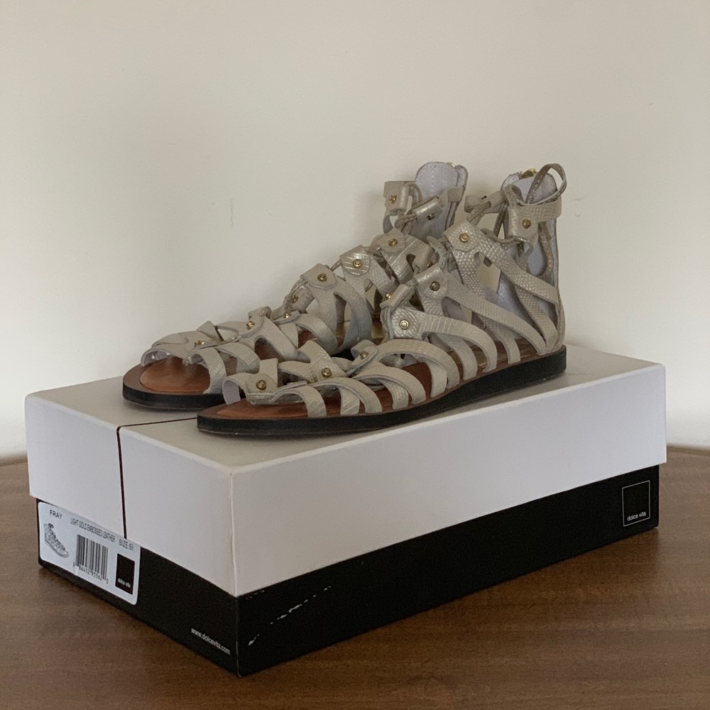Dolce Vita Fray Gladiator Sandals - Light Gold